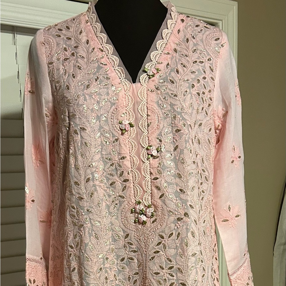 Beautiful M hand embroidery with gota work  3 piece